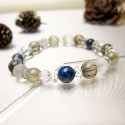 モリオンの六芒星とレムリアンスモーキークォーツのブレスレット