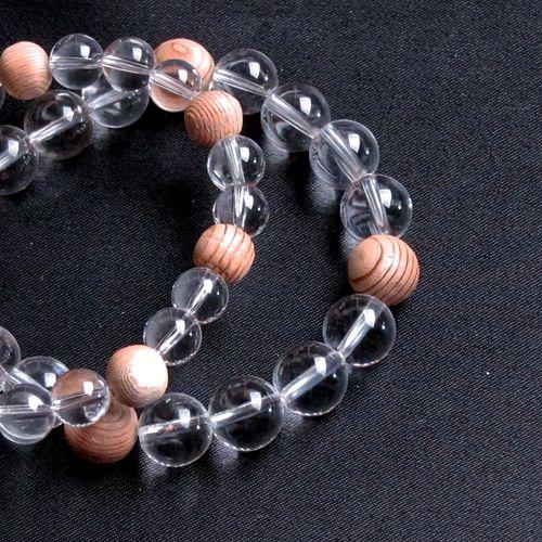 パワーストーン ブレスレット 保証書付き 専用桐箱付き 腕輪 数珠 伊勢神宮 御山杉太珠 極 水晶ミックス 天然石