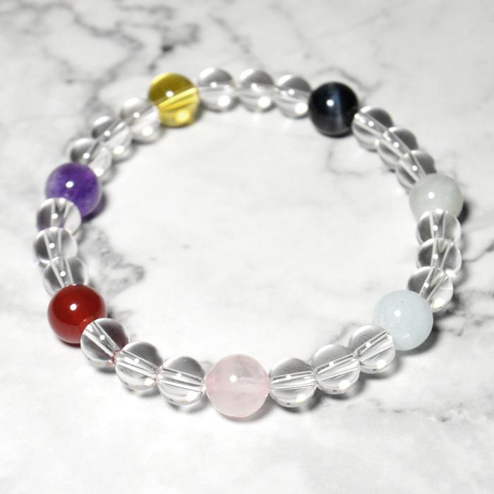 70%OFF 期間限定 パワーストーン ブレスレット 厄除け 七色 水晶 シトリン アメジスト 翡翠 天然石 メール便送料無料 |  | 03