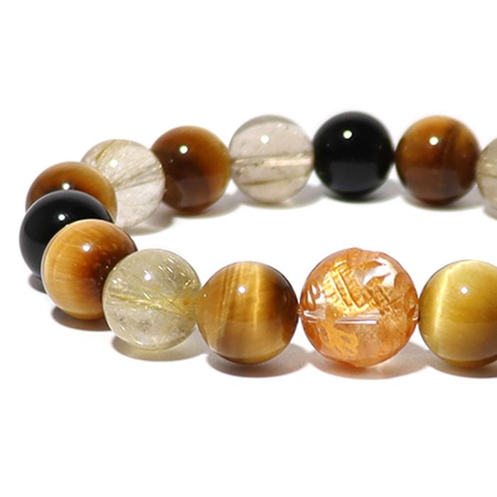 パワーストーン ブレスレット 金龍彫刻入り 水晶 ゴールデンタイガー