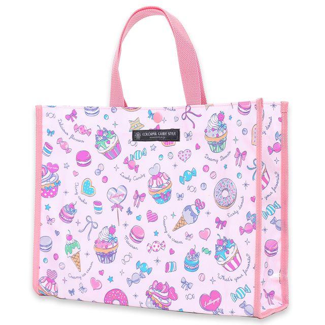 プールバッグ ラミネートバッグ スクエアタイプ ミルキースイーツのキャンディアラモード プールバッグ 子供 キッズ N Colorful Candy Style 通販 Yahoo ショッピング