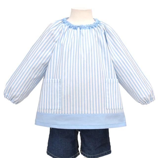 スモック ベーシックストライプ・水色 スモック 幼稚園 子供 キッズ