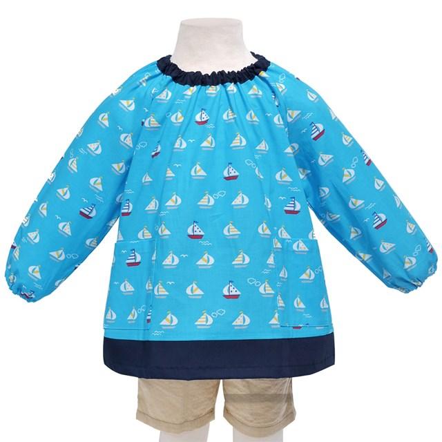 スモック おしゃれヨットでバカンスの旅 スカイブルー スモック 幼稚園 子供 キッズ Hospikennedy Med Ec