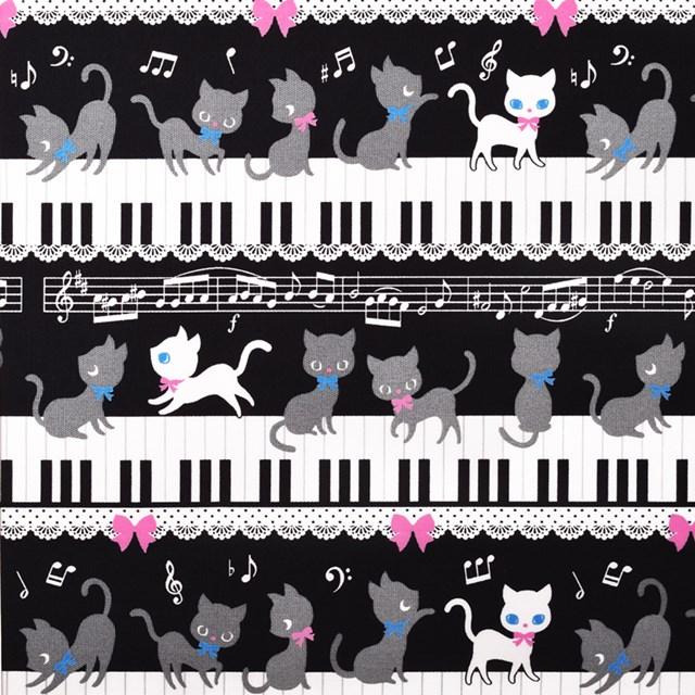 レッスンバッグ マチ付きファスナー ピアノの上で踊る黒猫ワルツ ブラック 大きめ 手さげバッグ 2WAY 通学 入園 子供｜ccstyle｜09