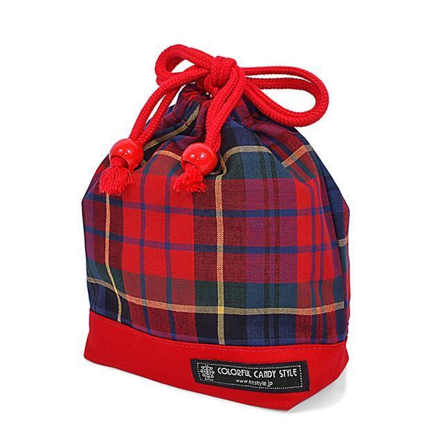 ゆうパケット対応 巾着 小 コップ袋 タータンチェック レッド 先染 赤 コップ袋 巾着 コップ入れ 巾着袋 小 保育園 袋 幼稚園 N Colorful Candy Style 通販 Yahoo ショッピング