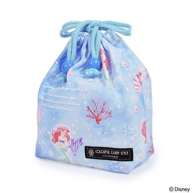 Disney ディズニー 巾着 小 コップ袋 ネームタグ付き Ariel THE LITTLE  