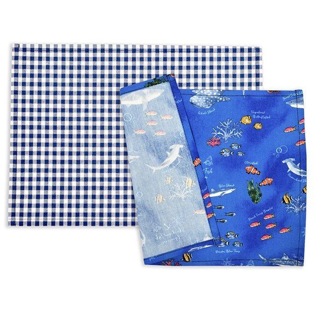 ランチョンマット 25cm×35cm 柄違い2枚セット ブルーラグーン ランチョンマット 25cm×35cm 柄違い2枚セット ブルーラグーン