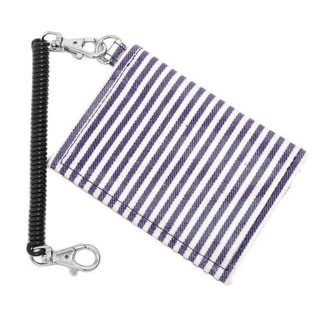 パスケース ヒッコリーストライプ 紺 子供 正規取扱店 リール付き 定期入れ コイルチェーン スイカ 通学