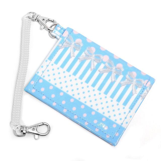 パスケース ポルカドットとレースリボンに魅せられて ライトブルー パスケース 子供 リール付き 定期入れ コイルチェーン スイカ 通学 N Colorful Candy Style 通販 Yahoo ショッピング