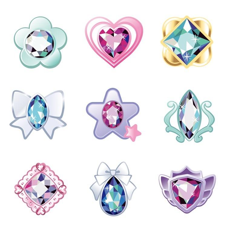 お名前シール スタンダード 撥水タイプ 375ピース 七色ジュエリーとクリスタルダイヤモンド クロネコdm