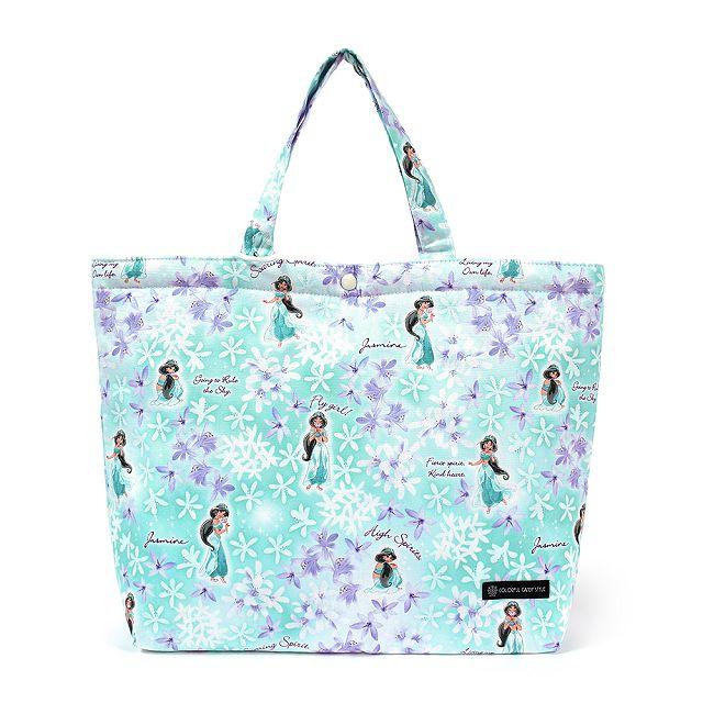 ディズニー マチ付きキルティングレッスンバッグ ループ付き Jasmine Aladdin ジャスミン 大きめ 手さげバッグ 通学