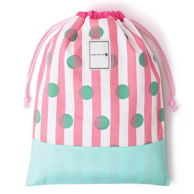 ゆうパケット対応 巾着 大 ドット ストライプ ピンク 体操服袋 体操服入れ 巾着 着替え袋 Nb Colorful Candy Style 通販 Yahoo ショッピング