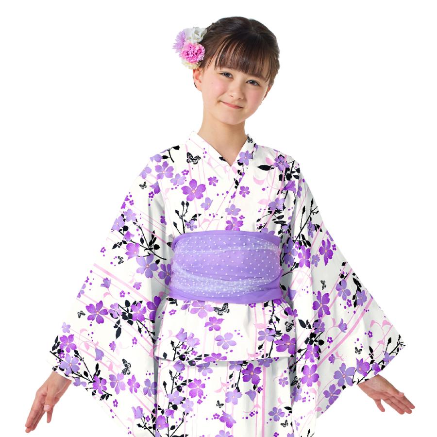 浴衣セット 花みずき・紫 ゆかた 浴衣ドレス 綿100% 子供 夏祭り 浴衣セット 花みずき・紫 ゆかた 浴衣ドレス 綿100% 子供 夏祭り