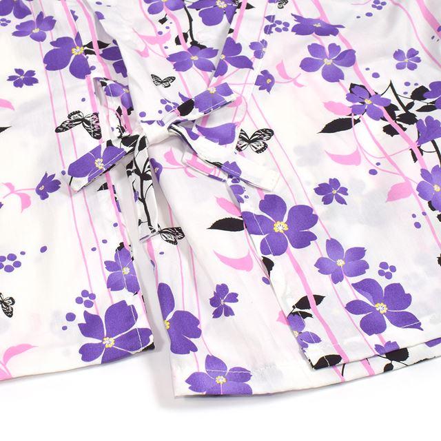 浴衣セット 花みずき・紫 ゆかた 浴衣ドレス 綿100% 子供 夏祭り