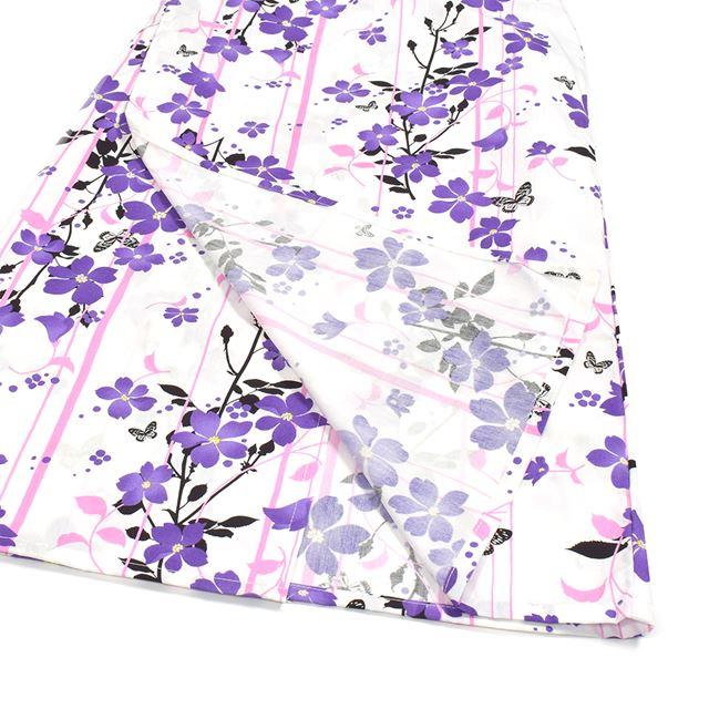 浴衣セット 花みずき・紫 ゆかた 浴衣ドレス 綿100% 子供 夏祭り