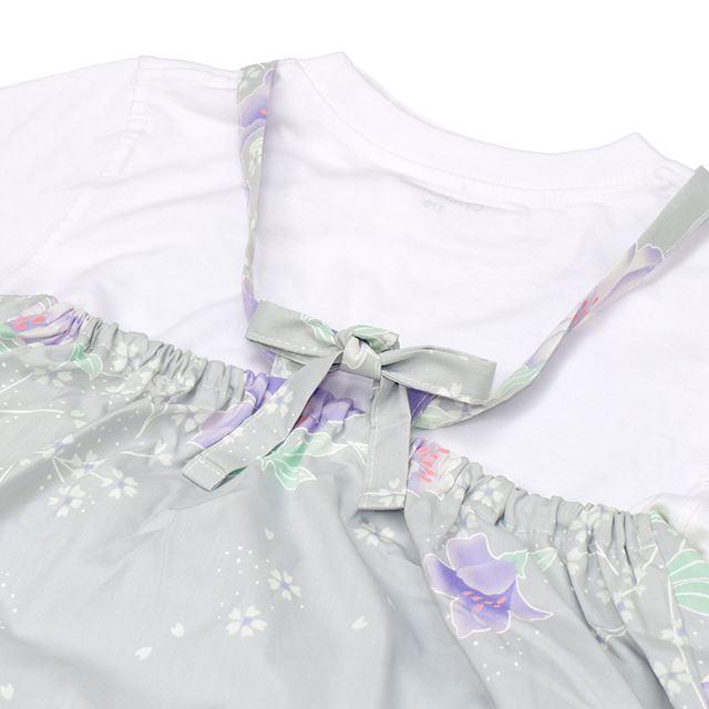 浴衣セット スイートピー・グレー ゆかた 浴衣ドレス 綿100% 子供 夏祭り 部屋着 花火大会 | ブランド登録なし | 15