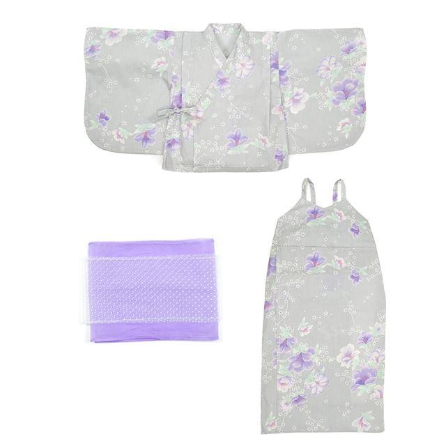 浴衣セット スイートピー・グレー ゆかた 浴衣ドレス 綿100% 子供 夏祭り 部屋着 花火大会 | ブランド登録なし | 06