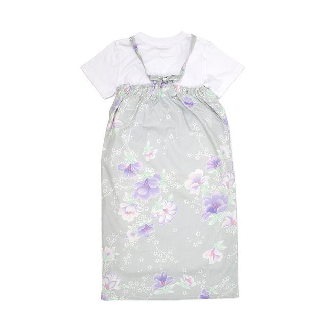 浴衣セット スイートピー・グレー ゆかた 浴衣ドレス 綿100% 子供 夏祭り 部屋着 花火大会 | ブランド登録なし | 14