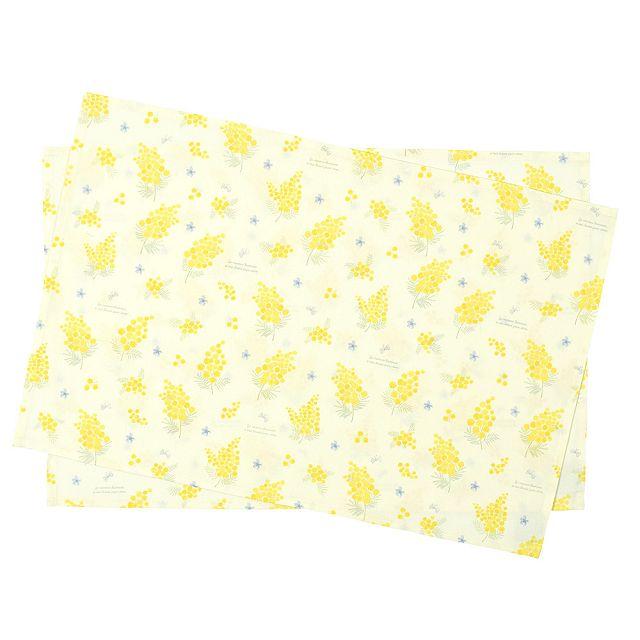 おまとめ購入　プチフルール　ペーパー ナプキン 2点&ランチョンマット2点 ランチョンマット40cm×60cm 撥水ノーアイロン 2枚セット ミモザ
