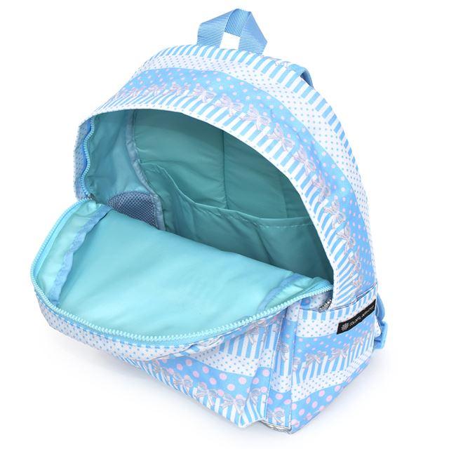 リュックサック チェストベルト付き リフレクター付き 撥水タイプ ポルカドットとレースリボンに魅せられて(ライトブルー) 小学生 キッズ | ブランド登録なし | 03