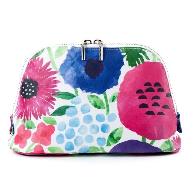 ラウンドポーチ ラージ プチフルール 化粧ポーチ 携帯用 化粧ポーチ ナイロン おしゃれ | 