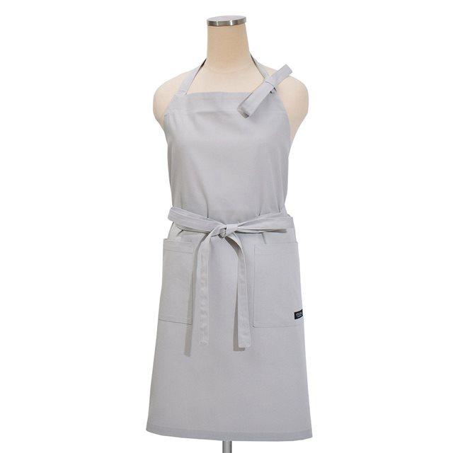 エプロン 無地オックス・フロストグレイ 無地 おしゃれ かわいい ワンピース カフェ 首掛け 首かけ 洗える ミディアム丈 キッチン | ブランド登録なし