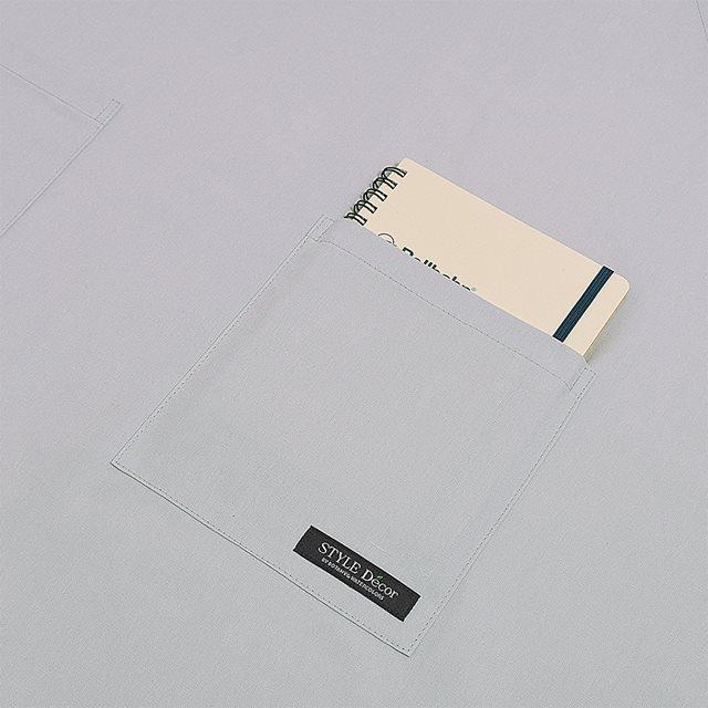 エプロン 無地オックス・フロストグレイ 無地 おしゃれ かわいい ワンピース カフェ 首掛け 首かけ 洗える ミディアム丈 キッチン | ブランド登録なし | 03