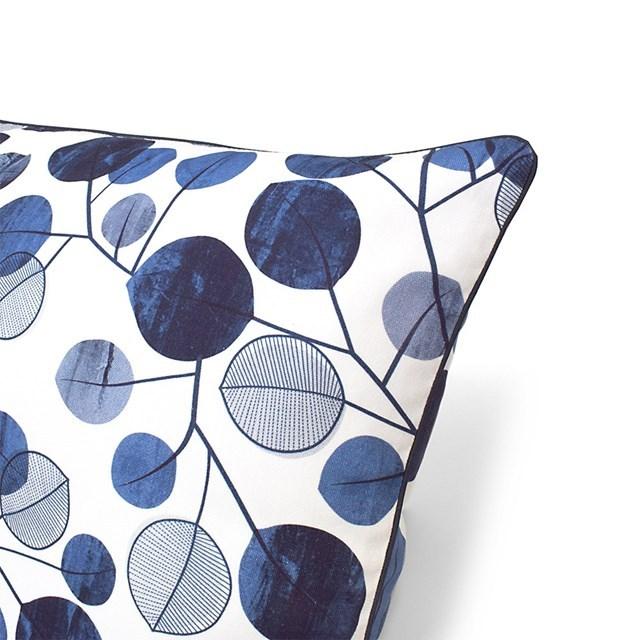 クッションカバー 2枚セット 綿100％ 45cm×45cm ネイビーリーフ 葉っぱ