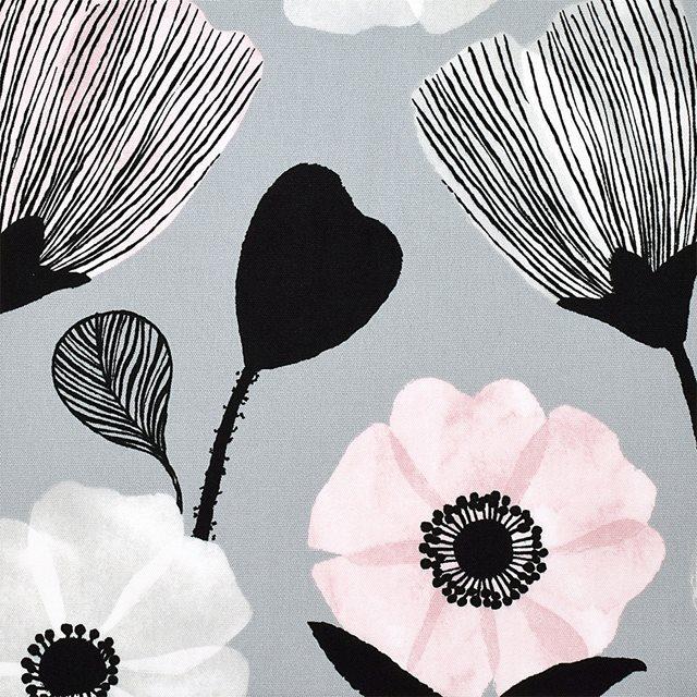 アネモネ 花柄 ピンク ホワイト カーテン