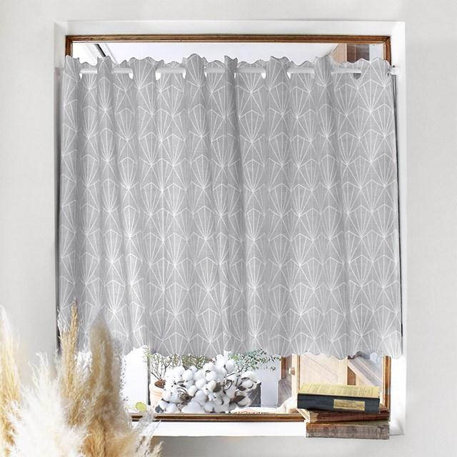 カフェカーテン 70cm×140cm ラミネートタイプ シルバーライト シルバー