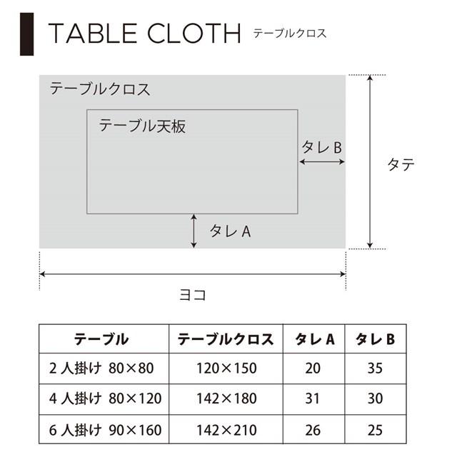 テーブルクロス 142cm×210cm スタンダードタイプ オックス綿100
