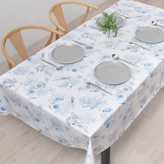 テーブルクロス 120cm×150cm ラミネートタイプ コーラル＆シェル