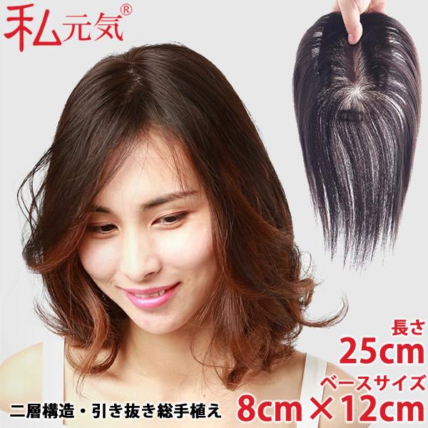 未使用　私元気　部分ウィッグBAJZ812-25-BL 私元気 人毛 部分ウィッグ BHADS812-25 BL 自然黒 (送料無料) ポイント