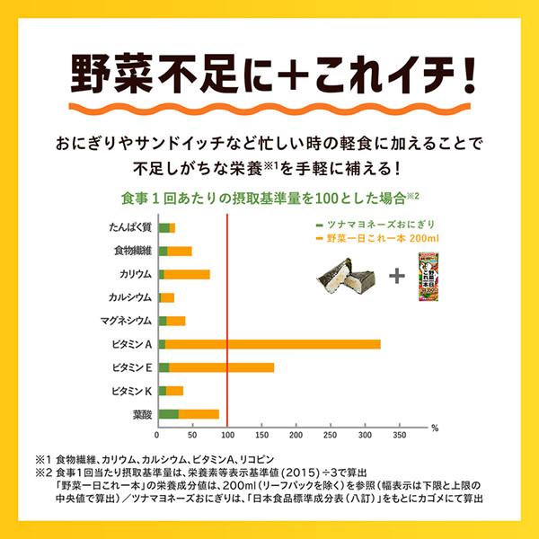 カゴメ 野菜一日これ一本 200ml×48本 (24本×2ケース) (送料無料) KAGOME 紙パック 野菜ジュース 食物繊維 カリウム カルシウム ビタミンA リコピンの画像