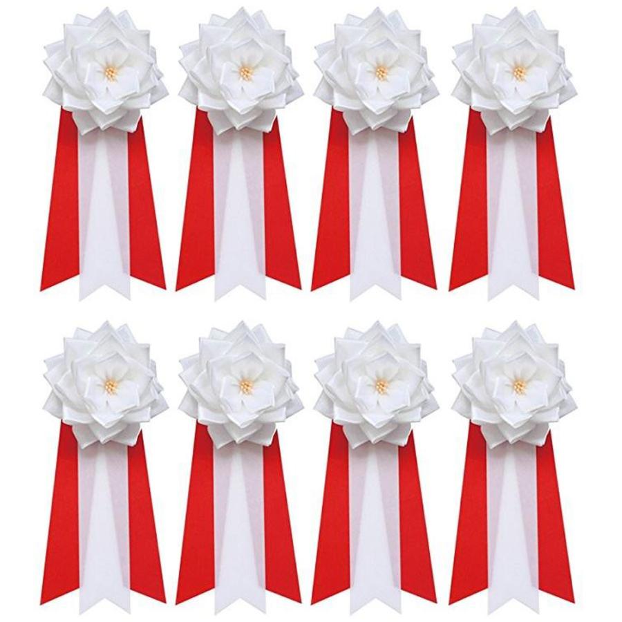 【送料無料】中 8個セット 胸章リボンバラ 来賓用リボン 胸バラ徽章  （赤・白・ピンク・黄色）ST |  | 02