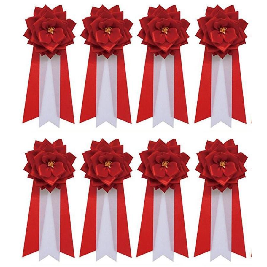 【送料無料】中 8個セット 胸章リボンバラ 来賓用リボン 胸バラ徽章  （赤・白・ピンク・黄色）ST |  | 01
