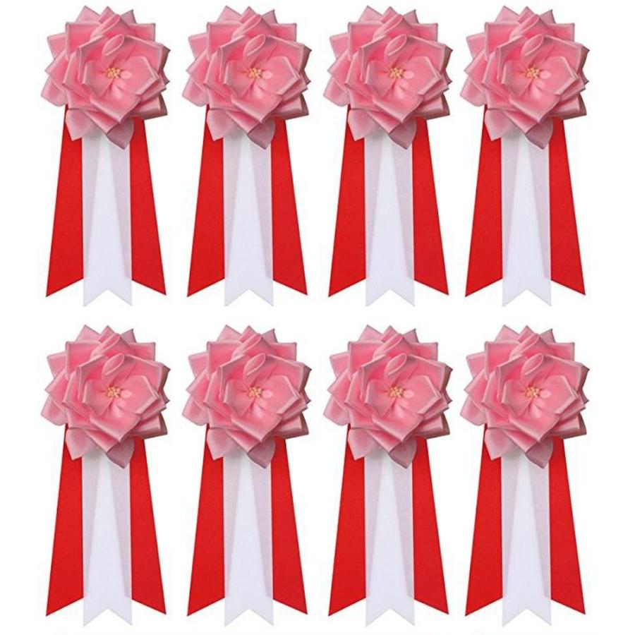 【送料無料】中 8個セット 胸章リボンバラ 来賓用リボン 胸バラ徽章  （赤・白・ピンク・黄色）ST |  | 03