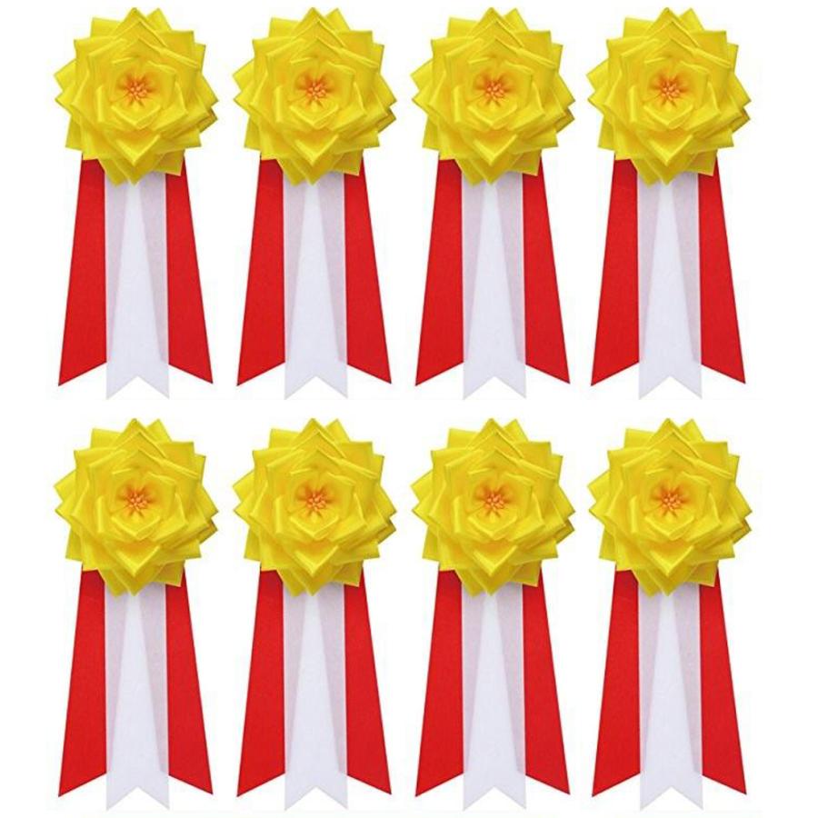 【送料無料】中 8個セット 胸章リボンバラ 来賓用リボン 胸バラ徽章  （赤・白・ピンク・黄色）ST |  | 04
