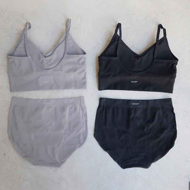 ブラジャー ブラ ノンワイヤー カップ付 ホック無 ロング丈 リブ 伸縮性 通気性 吸湿 バンブー Boody ブーディー レディース リヨライトリブローバックブラ | BOODY | 14