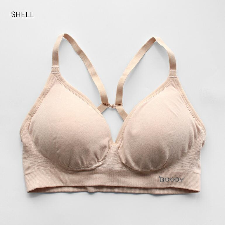 ブラジャー ブラ インナー ノンワイヤー カップ付 ホック無 クロスデザイン 伸縮性 通気性 吸湿 オーガニックバンブー Boody ブーディー ワイヤレスTシャツブラ | BOODY | 01
