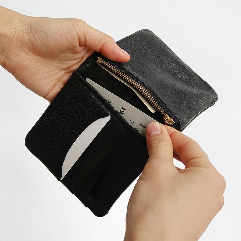 財布 二つ折り レザー 山羊革 ブラック コンパクト メンズ レディース 日本製 カード コイン CLASKA クラスカ DEFORE mini | CLASKA Gallery & Shop ”DO” | 06