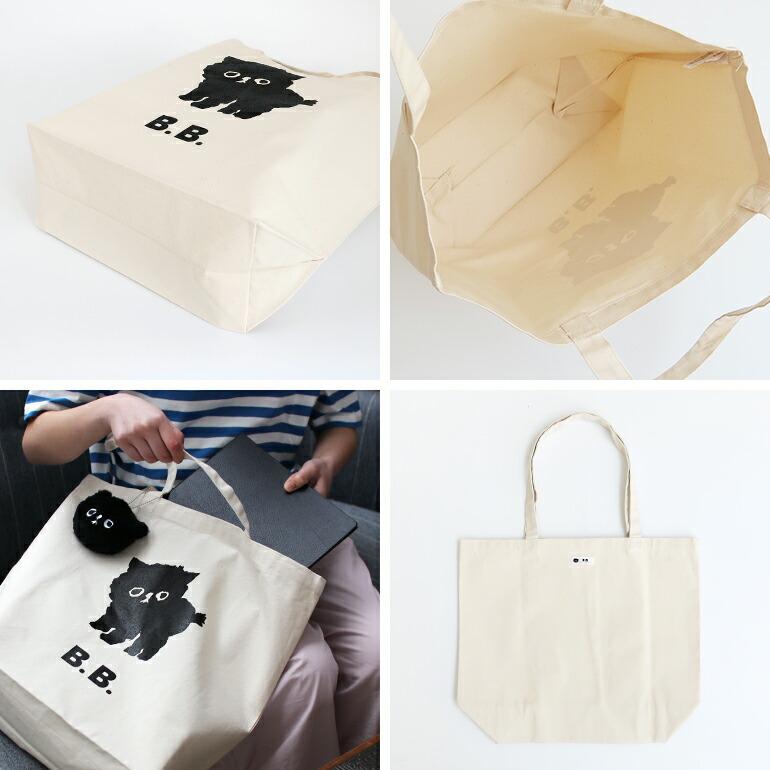 トートバッグ 大きめ 帆布 ネコ 黒猫 塩川いづみ CLASKA Gallery & Shop クラスカ B.B. キャンバストートバッグ L フミフミ | CLASKA Gallery & Shop ”DO” | 03