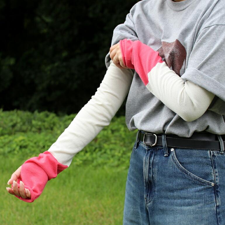 ラッキーソックス LUCKY SOCKS  UVカットクールアームカバー ツートーン おしゃれ ロング丈 冷感 コットン 当たりくじ付き | LUCKY SOCKS | 09