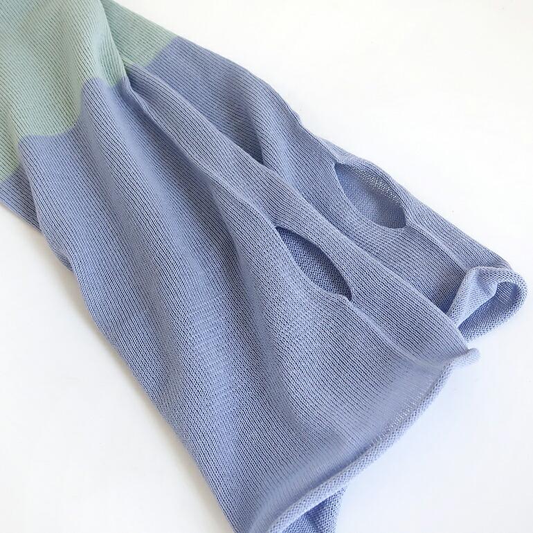 アームカバー UVカット 冷感 長め おしゃれ コットン 70cm LUCKY SOCKS ラッキーソックス UVカットクールアームカバー ツートーン ミント | LUCKY SOCKS | 04