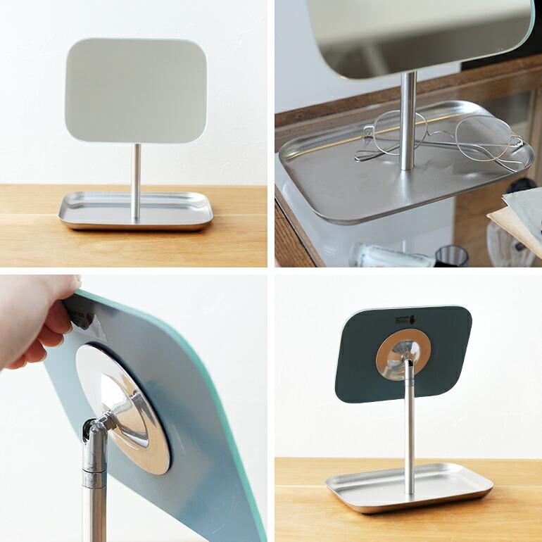 鏡 ミラー 卓上 角度調整 スタンドミラー メイク おしゃれ 四角 ダルトン DULTON RECTANGLE MIRROR WITH TRAY W18 | DULTON | 02