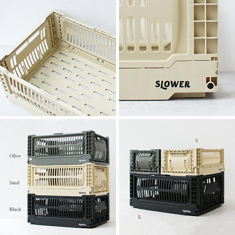コンテナ フォールディングコンテナー 折りたたみ 収納ボックス 整理 スタッキング 17L ミリタリー SLOWER スロウワー FOLDING CONTAINER Bask L | SLOWER | 02