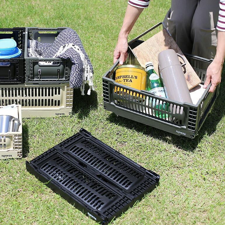 コンテナ フォールディングコンテナー 折りたたみ 収納ボックス 整理 スタッキング 17L ミリタリー SLOWER スロウワー FOLDING CONTAINER Bask L | SLOWER | 03