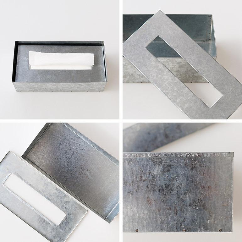 ティッシュケース ティッシュカバー ブリキ 蓋付 シルバー スチール製 インテリア ヴィンテージ fog フォグ ティッシュボックス | fog linen work | 02