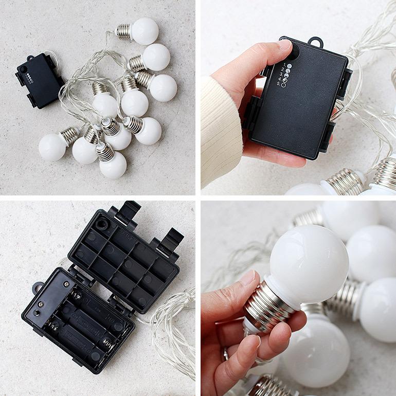 イルミネーション ライト 屋外 室内 ストリングライト led 電池式 スワン SWAN LED ストリングライト 10バルブ WH/WH | スワン電器 | 01