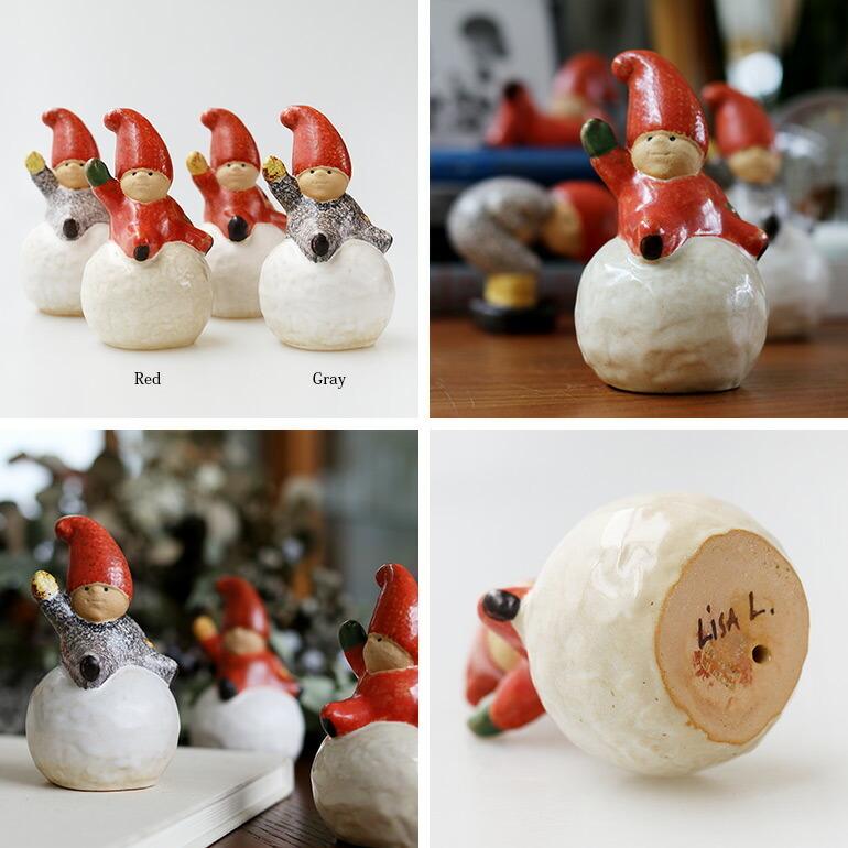 置物 オブジェ 北欧 インテリア スノーボールトムテ 小人 雪玉 スノークリスマス 陶器  Lisa Larson リサラーソン Snowball Tomte | Lisa Larson | 03
